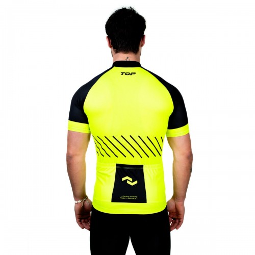 Cyklo dres pánsky Elastik Plus s krátkym rukávom neónovo žltý