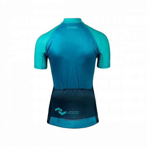 Cycling jersey women's elastic with short sleeves turquoise