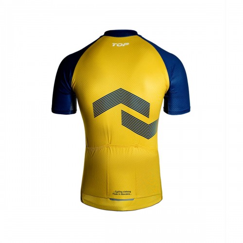 Cycling jersey men's elastic with short sleeves blue yellow