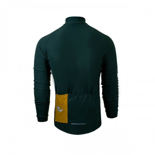Cycling jersey men's elastic with short sleeves dark green